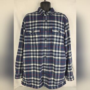 L.L.Bean Fleece Lined Plaid Flannel Blue Size Large Tall Traditional Fit